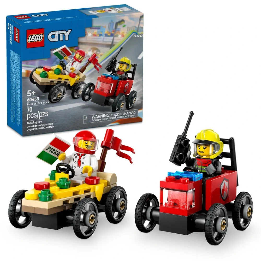 LEGO CITY: Pizza Vs. Fire Truck Race Car Pack (60458) *Damaged Box*